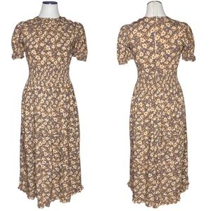 Bohme Gray Floral Midi Dress size XS